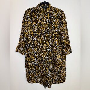 Monki Abstract Shirt Blouse dress  3/4 sleeve size XXS
